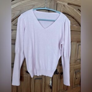 Light Pink Cashmere V-Neck Sweater